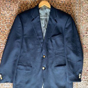 STAFFORD Men's Blue 2 Gold Button Wool Blend Golf Blazer Sport Coat Jacket